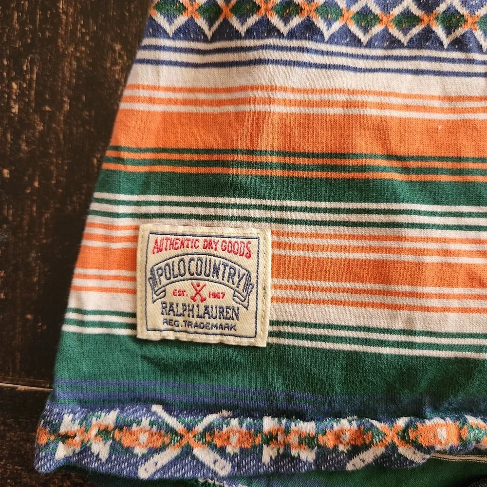 Polo Country Ralph Lauren Men's XL Striped Jacquard T-Shirt Southwestern Western